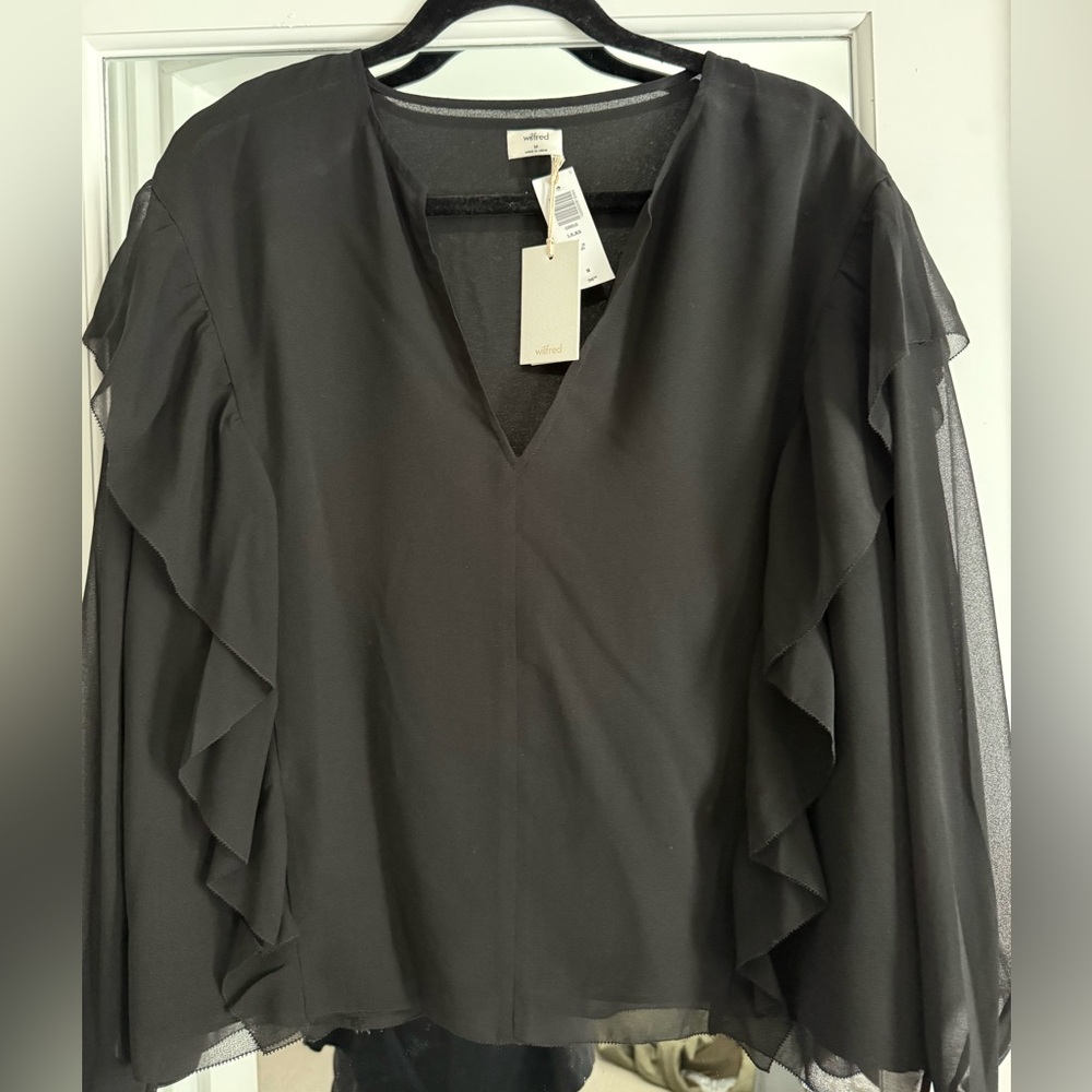 Aritzia Wilfred Lilas Chiffon Ruffle Blouse